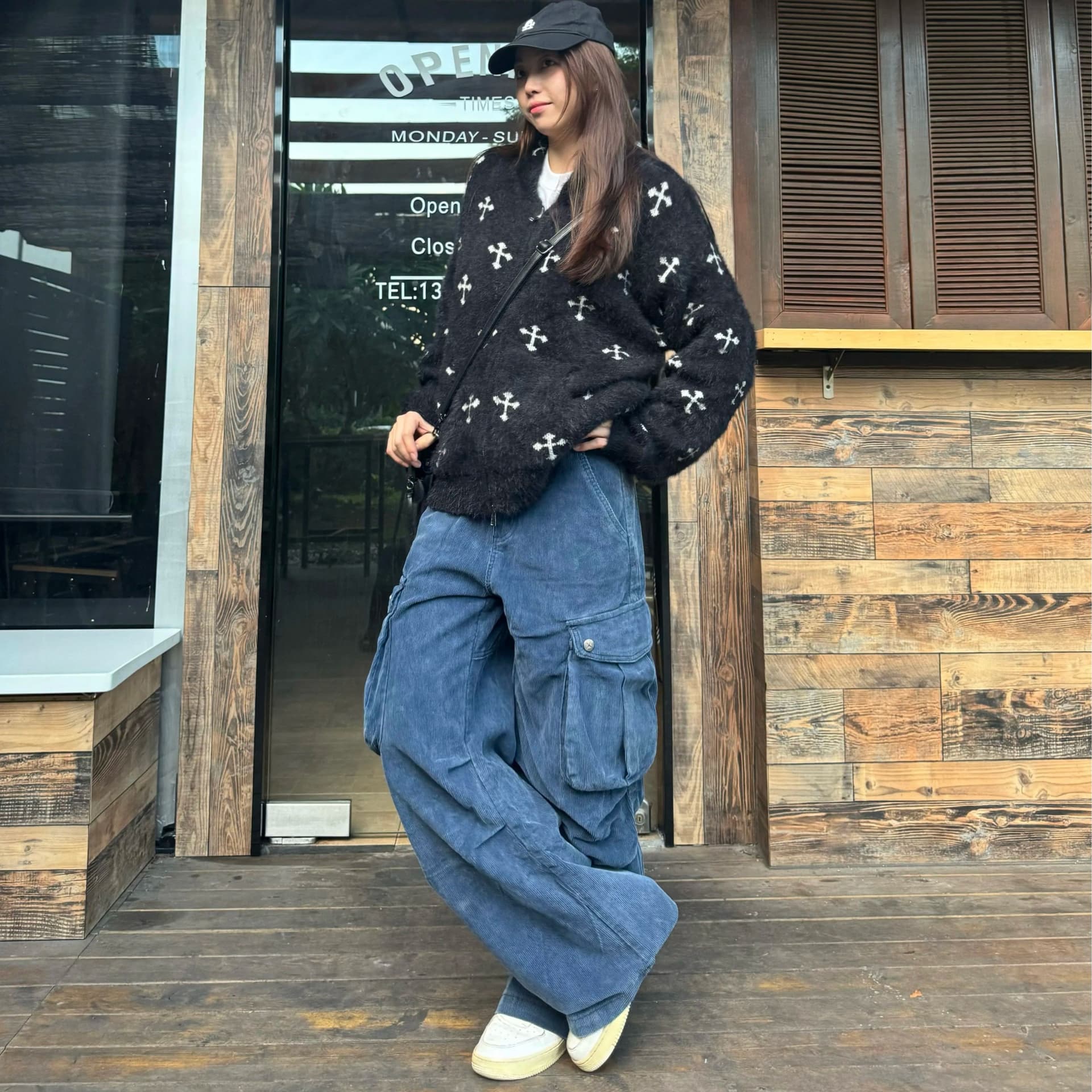 아메리칸 레트로 코듀로이 기타 주머니 디자인 워크웨어 팬츠 새로운 거리 루즈핏 와이드 레그 팬츠 스트레이트 워크웨어 팬츠 이미지 5