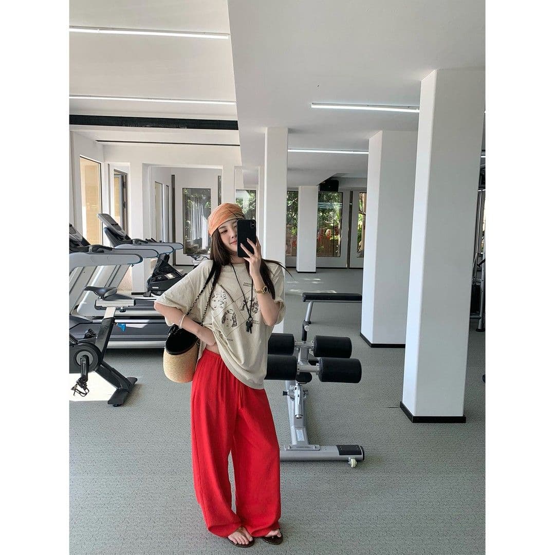 원본 원단 것 도파민 바지 가을 얇은 스타일 화이트 바지 와이드 레그 팬츠 캐주얼 바지 여성 이미지 4