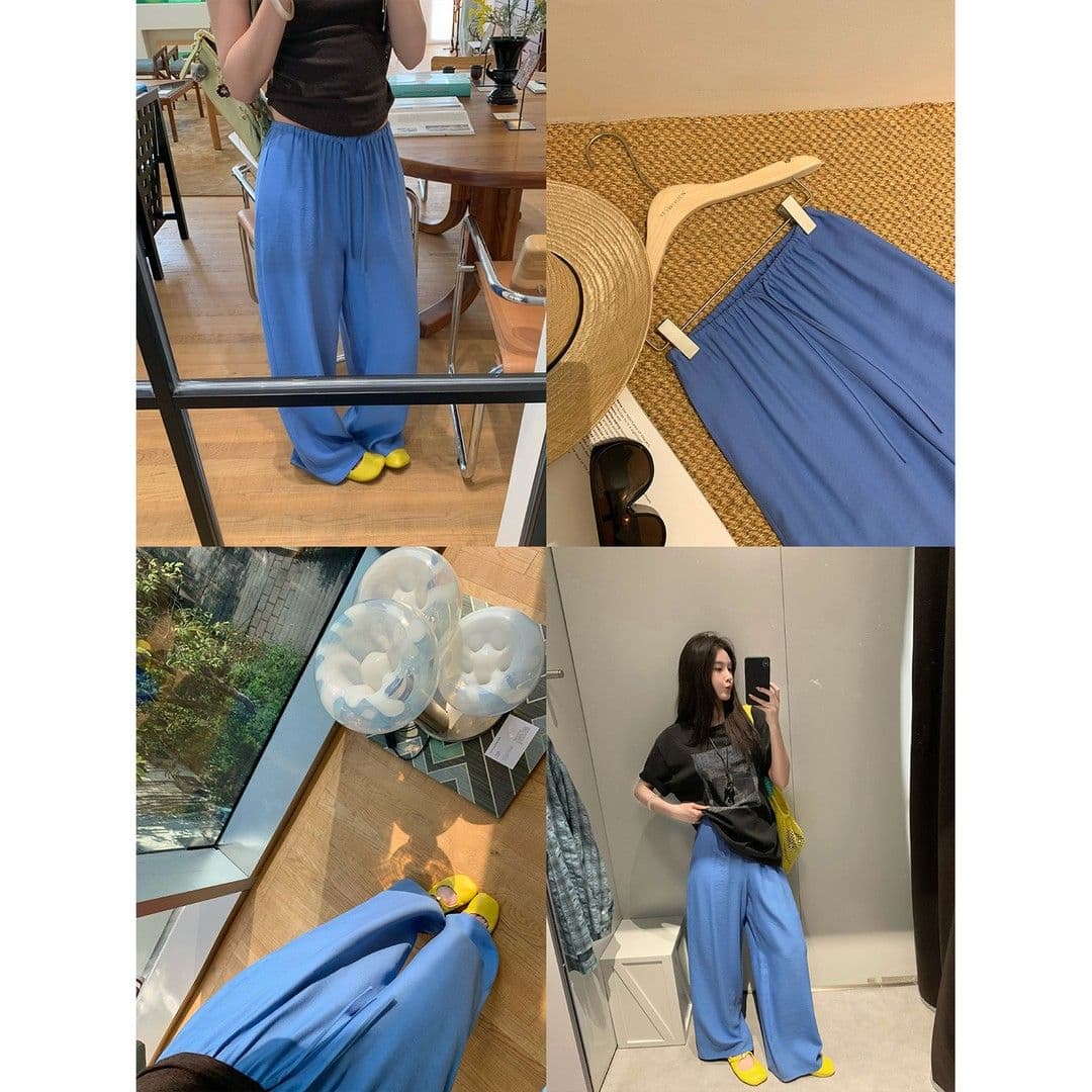 원본 원단 것 도파민 바지 가을 얇은 스타일 화이트 바지 와이드 레그 팬츠 캐주얼 바지 여성 이미지 5