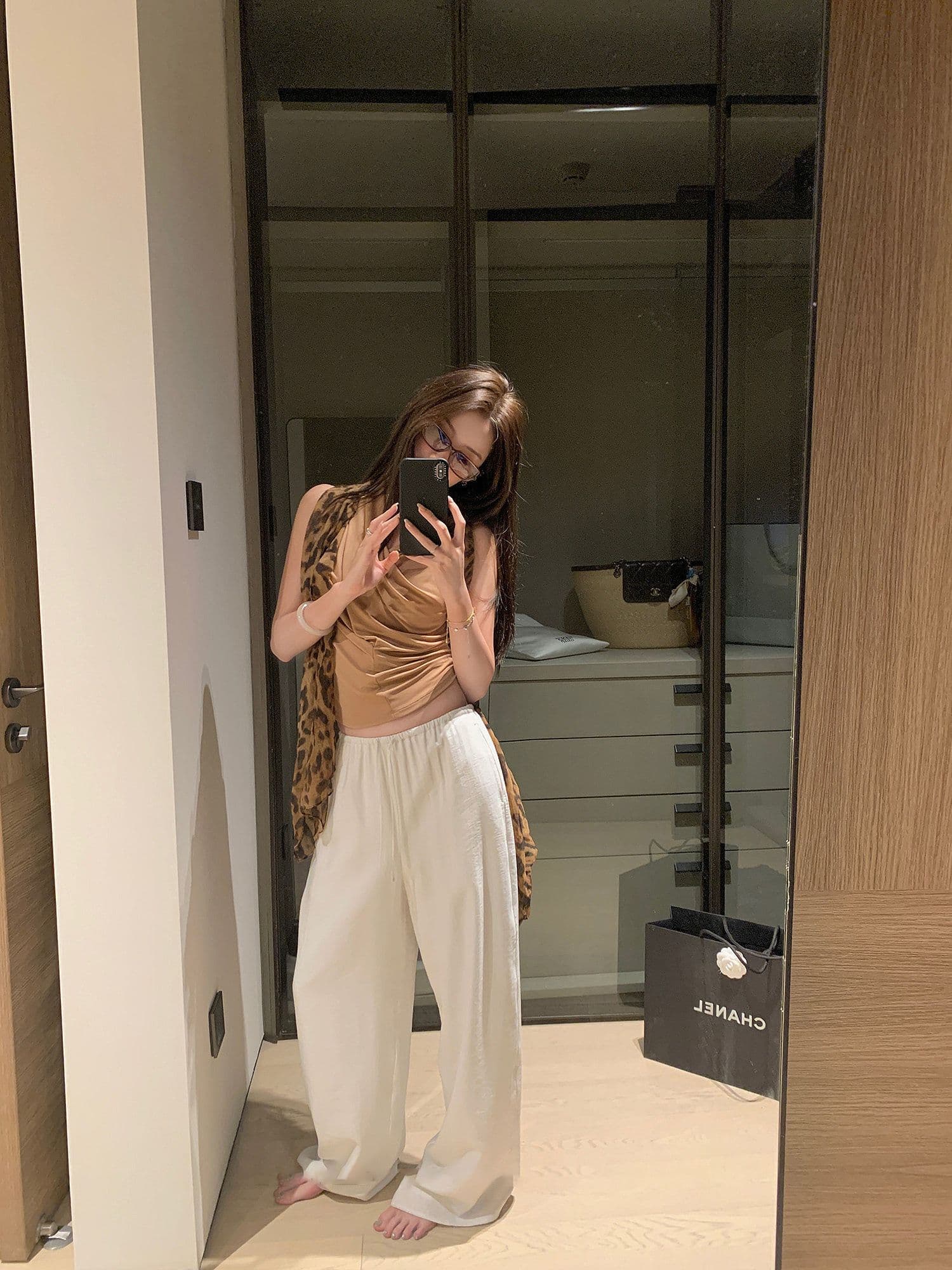 원본 원단 것 도파민 바지 가을 얇은 스타일 화이트 바지 와이드 레그 팬츠 캐주얼 바지 여성 상세 이미지 4