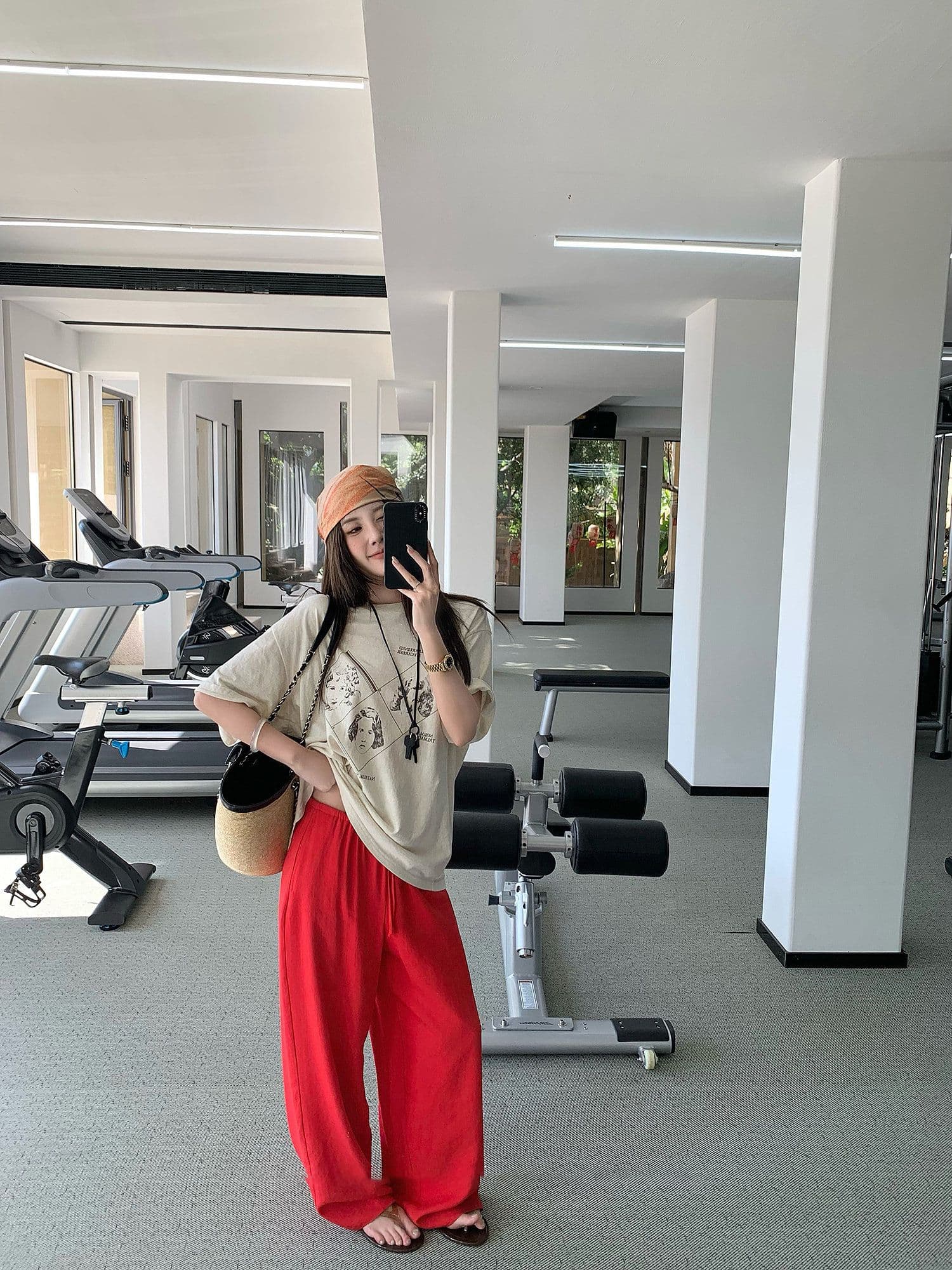 원본 원단 것 도파민 바지 가을 얇은 스타일 화이트 바지 와이드 레그 팬츠 캐주얼 바지 여성 상세 이미지 10