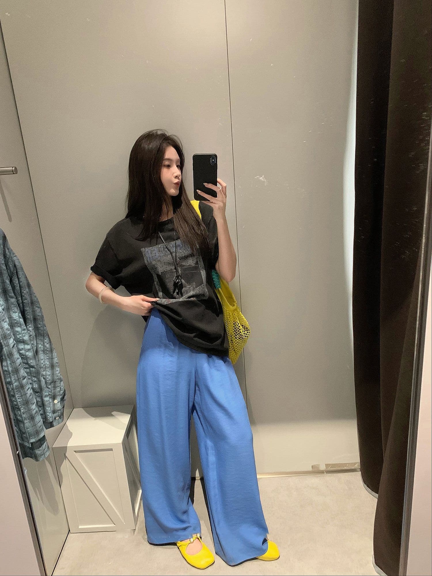 원본 원단 것 도파민 바지 가을 얇은 스타일 화이트 바지 와이드 레그 팬츠 캐주얼 바지 여성 상세 이미지 12