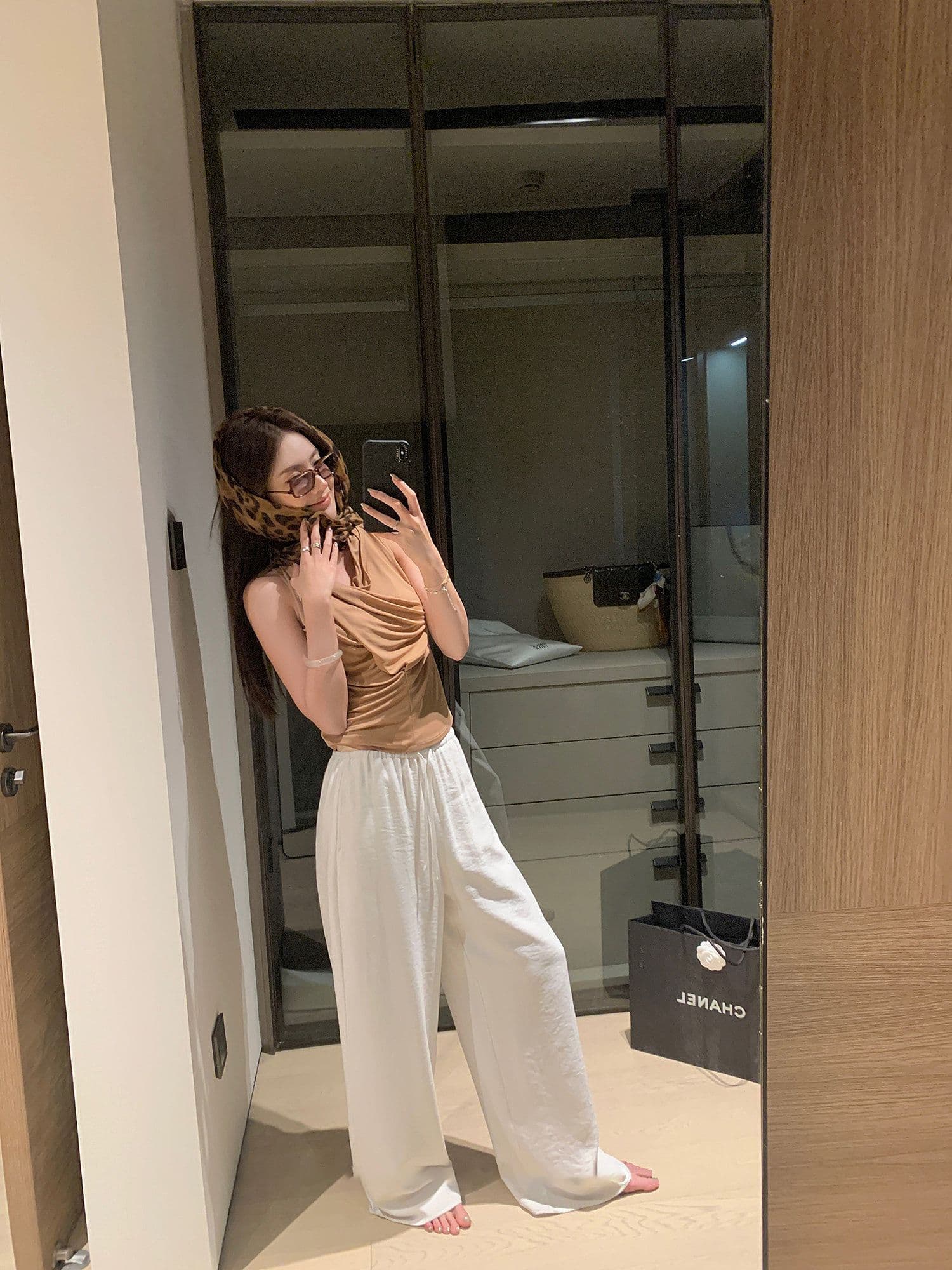 원본 원단 것 도파민 바지 가을 얇은 스타일 화이트 바지 와이드 레그 팬츠 캐주얼 바지 여성 상세 이미지 18