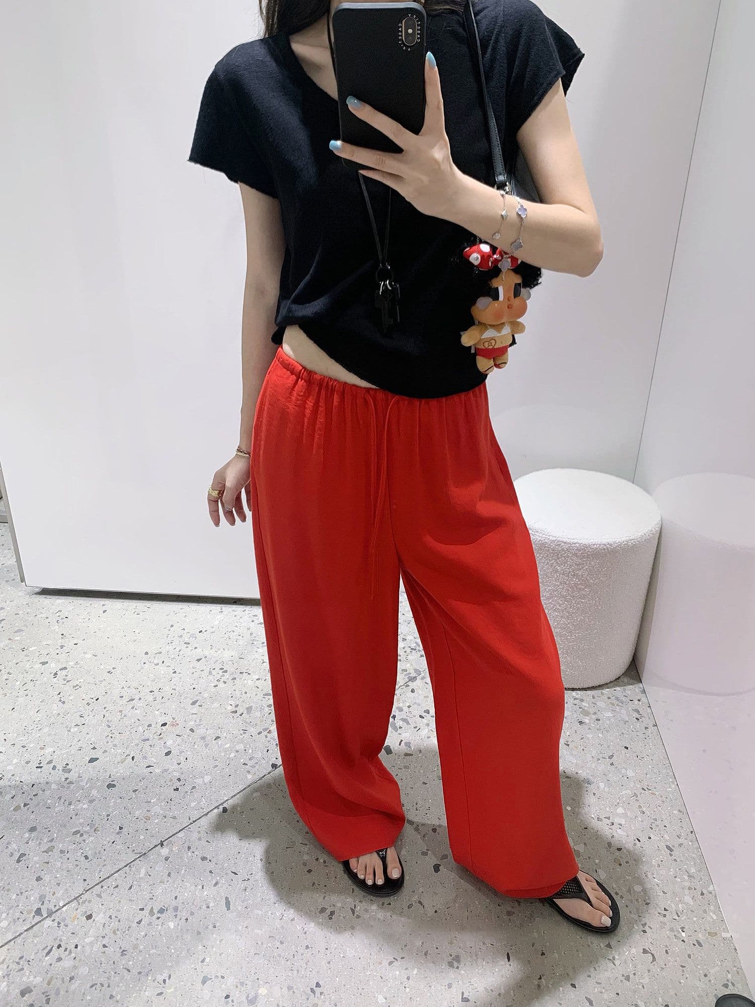 원본 원단 것 도파민 바지 가을 얇은 스타일 화이트 바지 와이드 레그 팬츠 캐주얼 바지 여성 상세 이미지 22