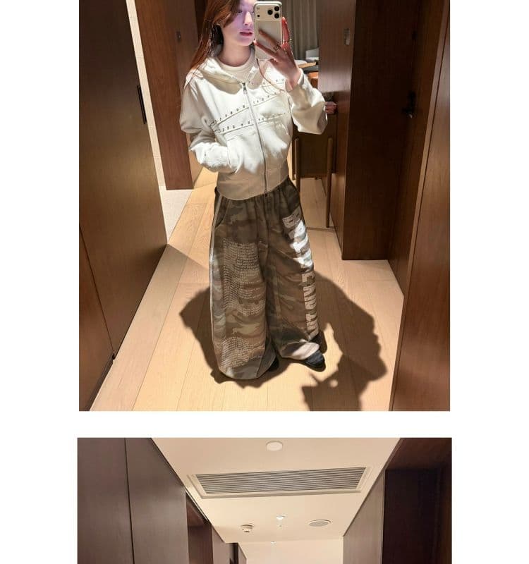 느슨함 알파벳 바지 아메리칸 레트로 워싱 프린트 슈퍼 루즈핏 웨이 바지 여성 가을 스트리트 댄스 캐주얼 바지 상세 이미지 16