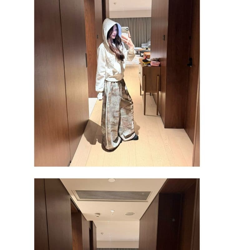 느슨함 알파벳 바지 아메리칸 레트로 워싱 프린트 슈퍼 루즈핏 웨이 바지 여성 가을 스트리트 댄스 캐주얼 바지 상세 이미지 17