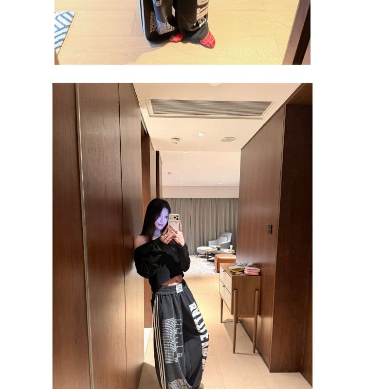 느슨함 알파벳 바지 아메리칸 레트로 워싱 프린트 슈퍼 루즈핏 웨이 바지 여성 가을 스트리트 댄스 캐주얼 바지 상세 이미지 25