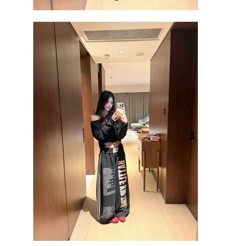 느슨함 알파벳 바지 아메리칸 레트로 워싱 프린트 슈퍼 루즈핏 웨이 바지 여성 가을 스트리트 댄스 캐주얼 바지 상세 이미지 27