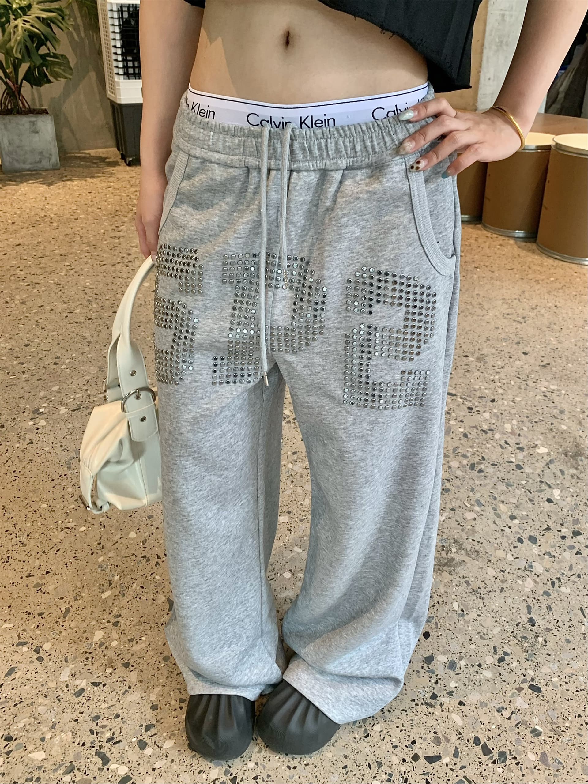 아메리칸 레트로 금속 뜨거운 못 넓은 다리 웨이 바지 남녀 가을 루즈핏 다용도 baggy 캐주얼 운동 바지 트렌드