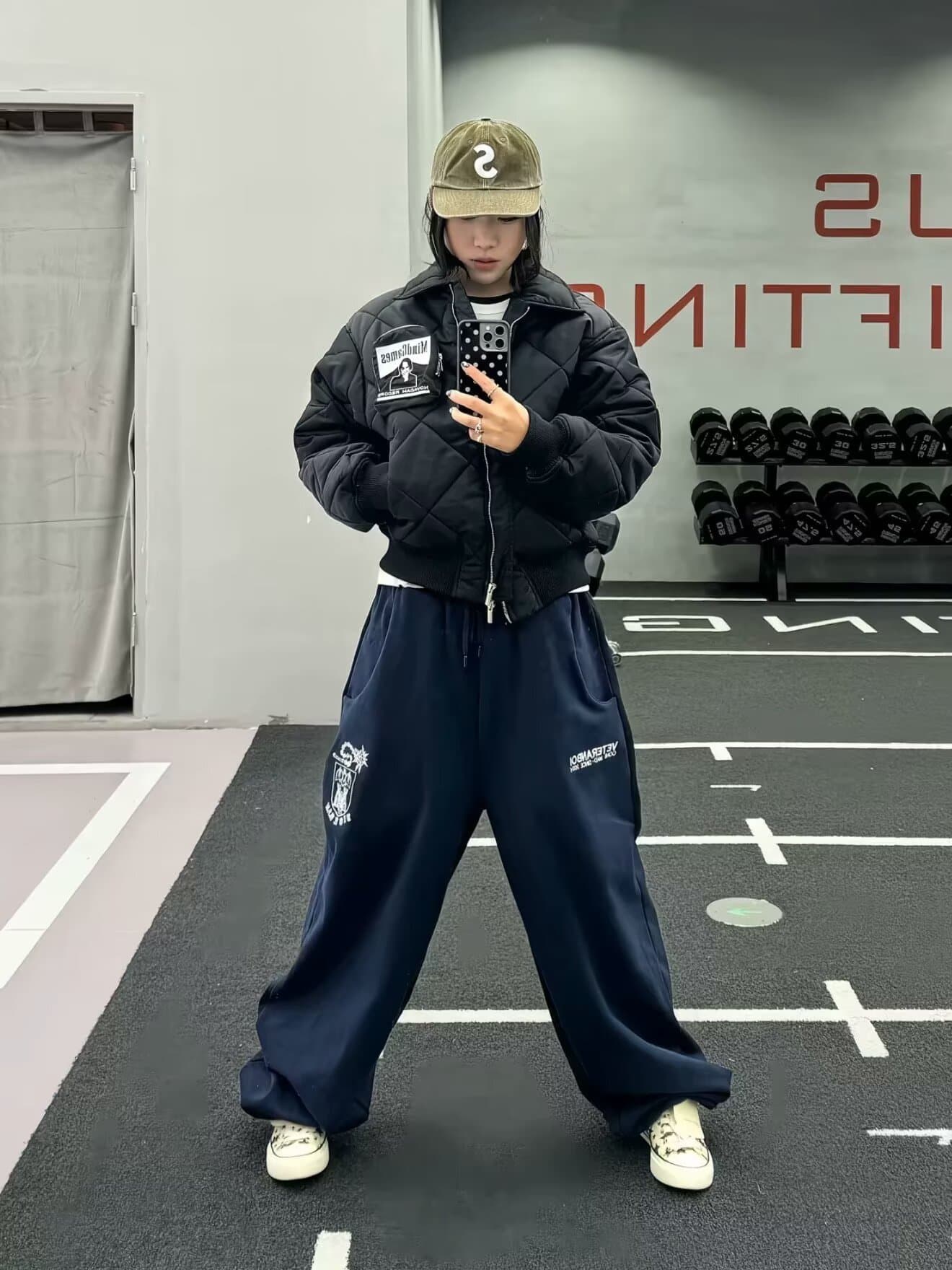 아메리칸 숫자 알파벳 파란색 웨이 바지 남자 여자 루즈핏 슬림해 보이는 학원 스타일 느긋한 센스 스트레이트 넓은 다리 캐주얼 바지 상세 이미지 2