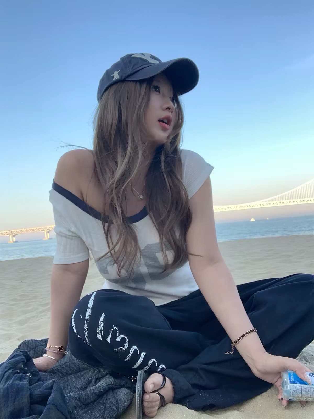 아메리칸 알파벳 캐주얼 스트레이트 웨이 바지 여성 2026 새로운 펌프 로프 바지 와이드 레그 팬츠 루즈핏 슬림해 보이는 긴 바지 상세 이미지 1