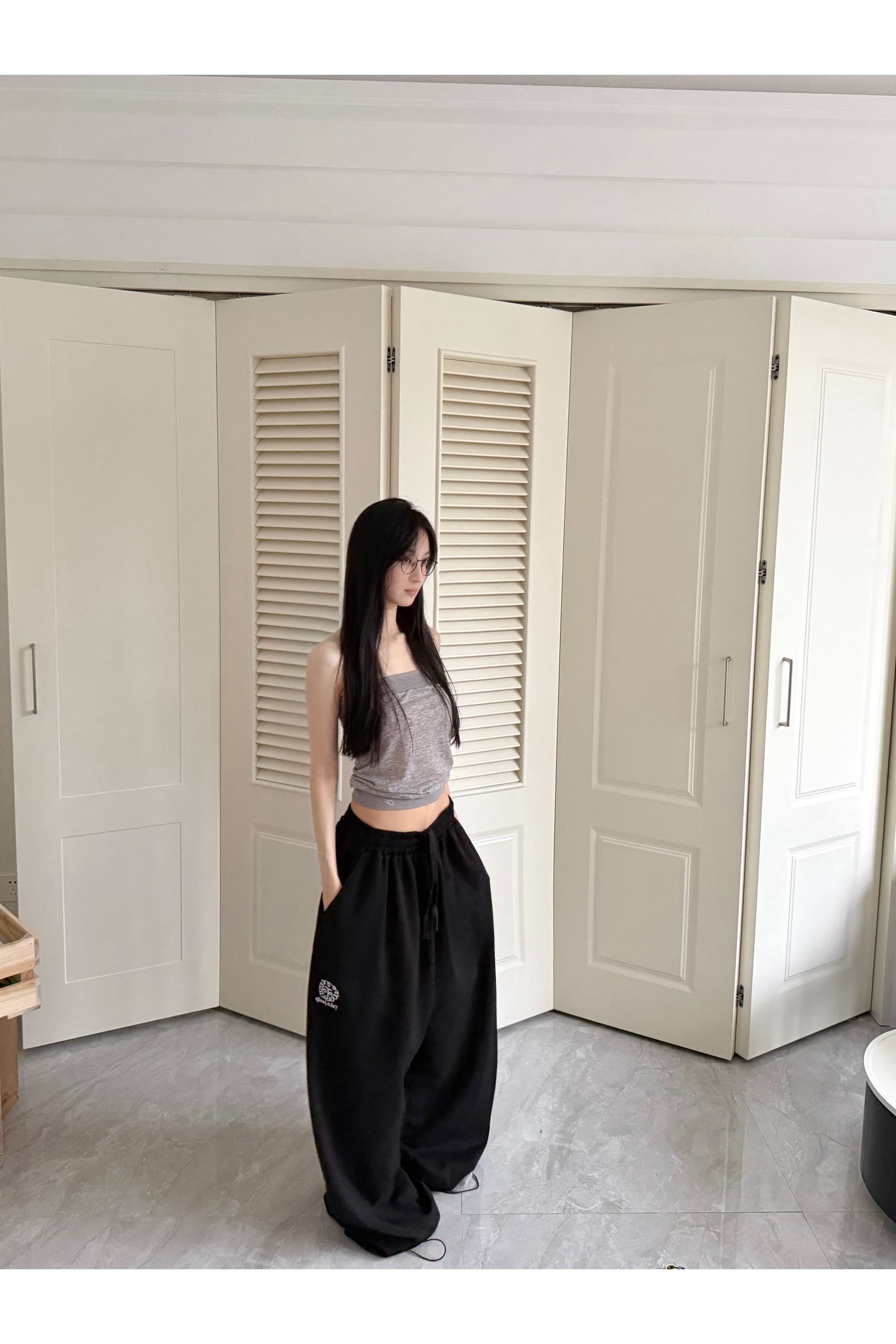 좋은 품질 원본 것 아메리칸 느긋한 재즈 스트리트 댄스 자수 루즈핏 느긋한 스트레이트 캐주얼 운동 웨이 바지 상세 이미지 7