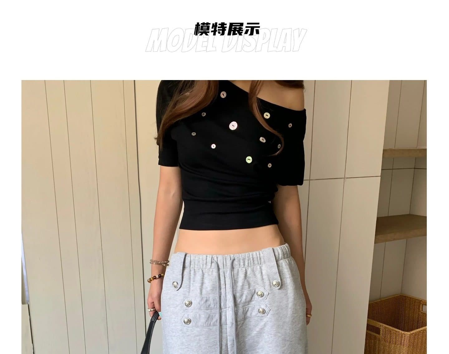아메리칸 느슨함 센스 넓은 다리 단추 디자인 센스 웨이 바지 남녀 루즈핏 다용도 도루 센스 캐주얼 바지 상세 이미지 3