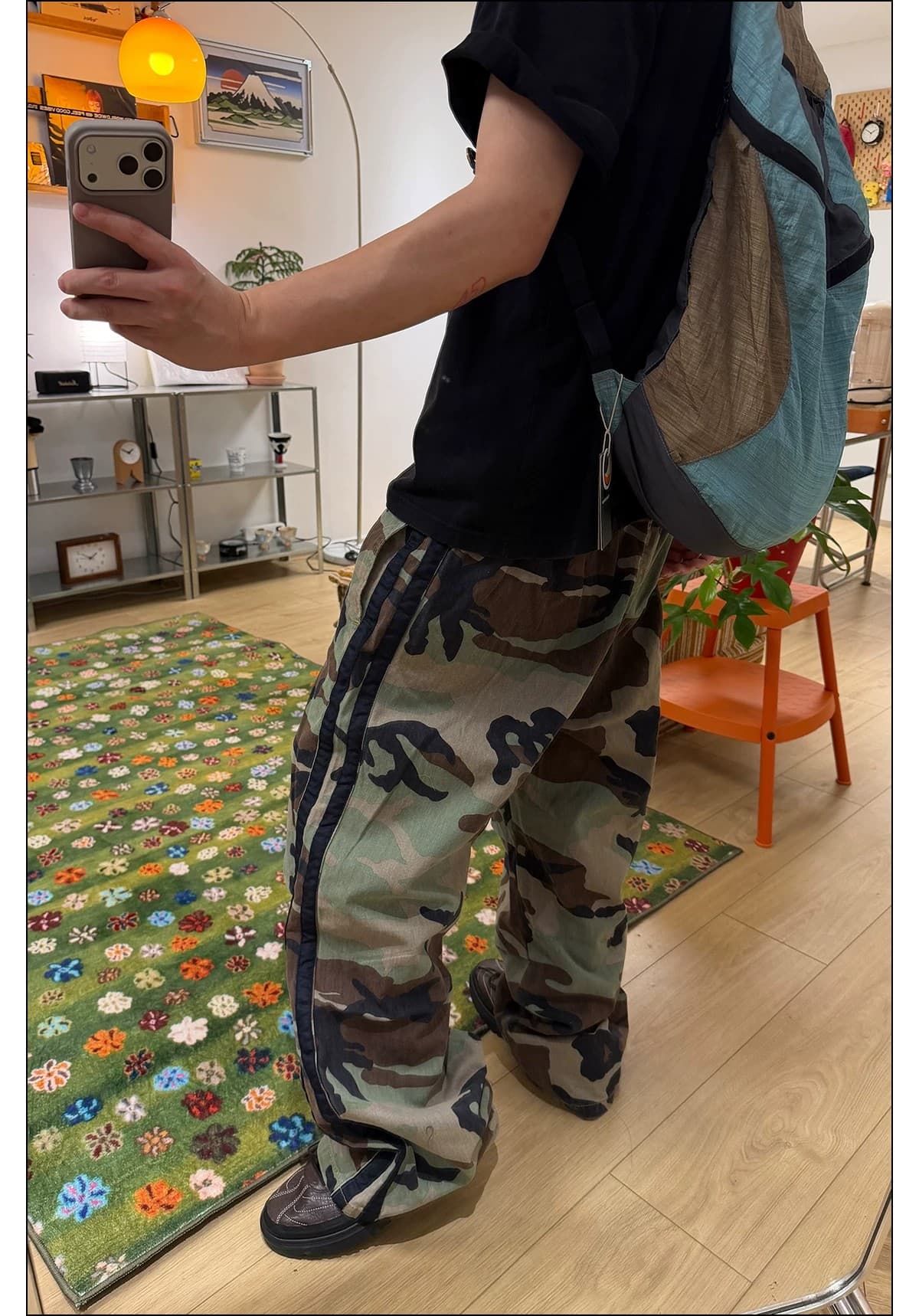 아메리칸 밴딩 더블 허리 머리 디자인 센스 휘장 자수 카모플라주 워크웨어 팬츠 남녀 디자인 센스 캐주얼 스트레이트 긴 바지 상세 이미지 25