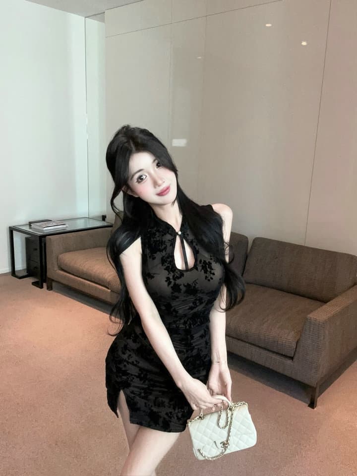 실사 2026 새로운 섹시함 신축성 개선 치파오 쇼트 스타일 타이트 스커트 드레스 복장 상세 이미지 3