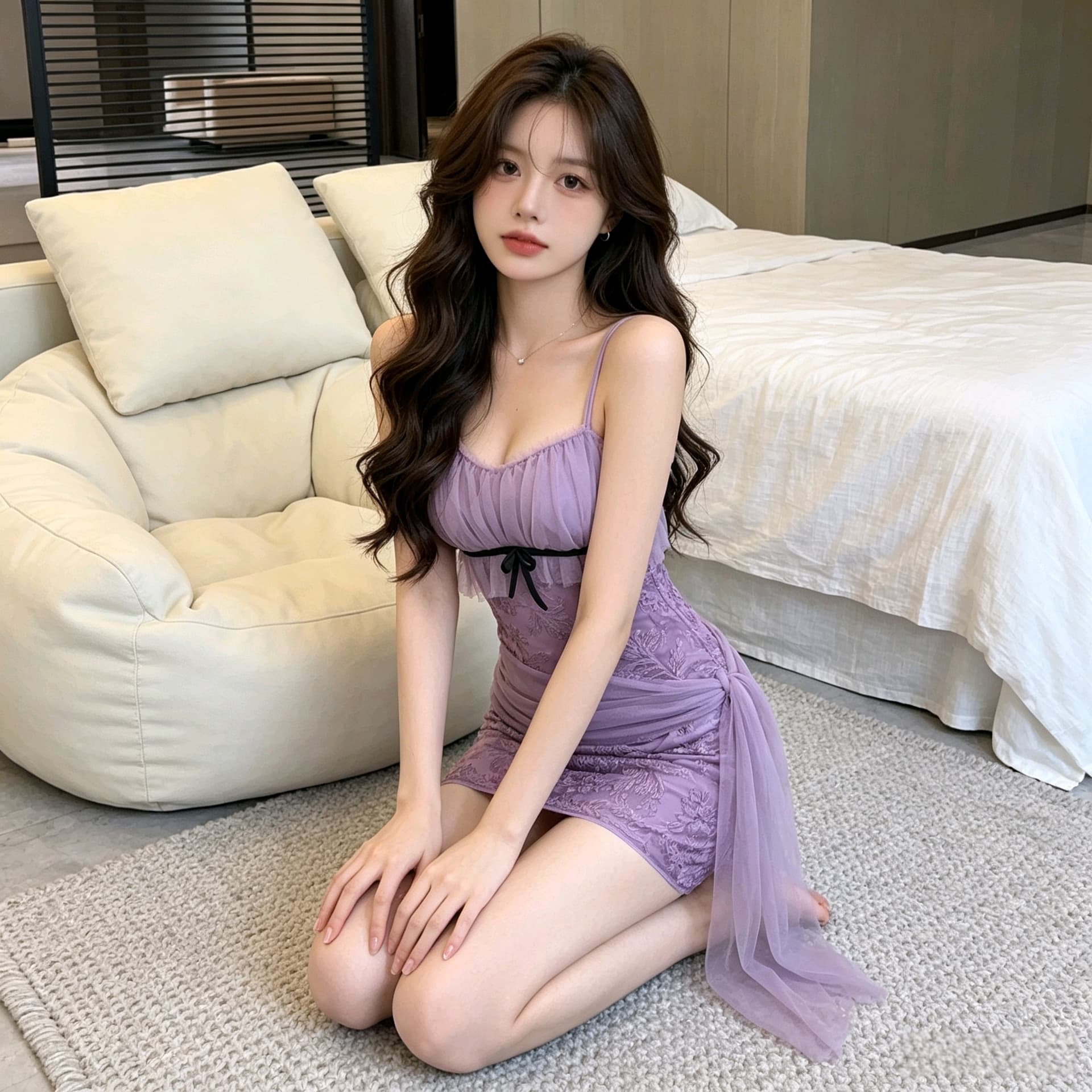실사 2026 새로운 순수한 욕망 핫걸 몸매 가꾸기 슬림해 보이는 레이스 타이트 스커트 드레스 쇼트 스타일 이미지 3