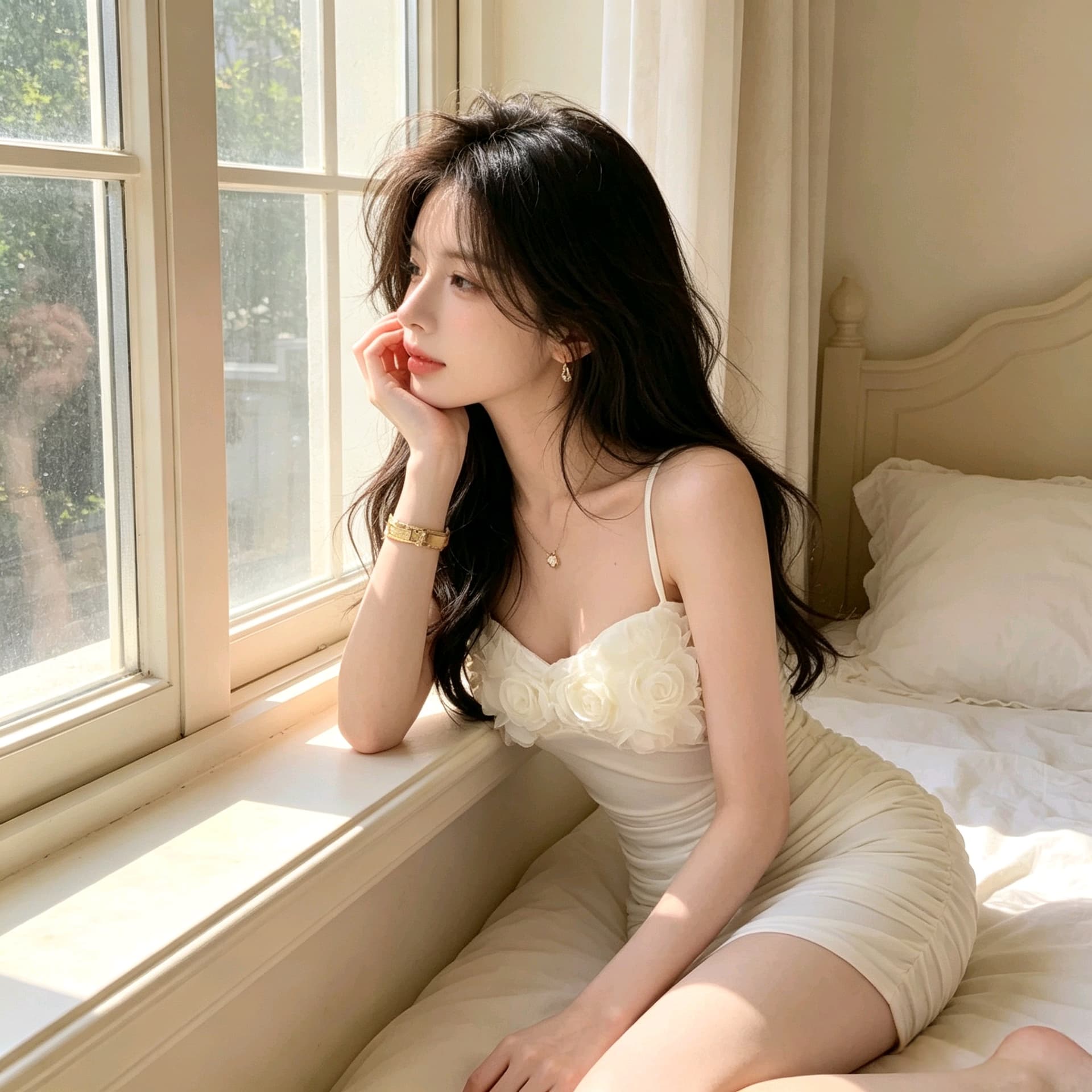 실사 2026 새로운 순수한 욕망 섹시함 낮은 가슴 꽃 패치워크 망사 타이트 스커트 슬립 드레스 상세 이미지 2