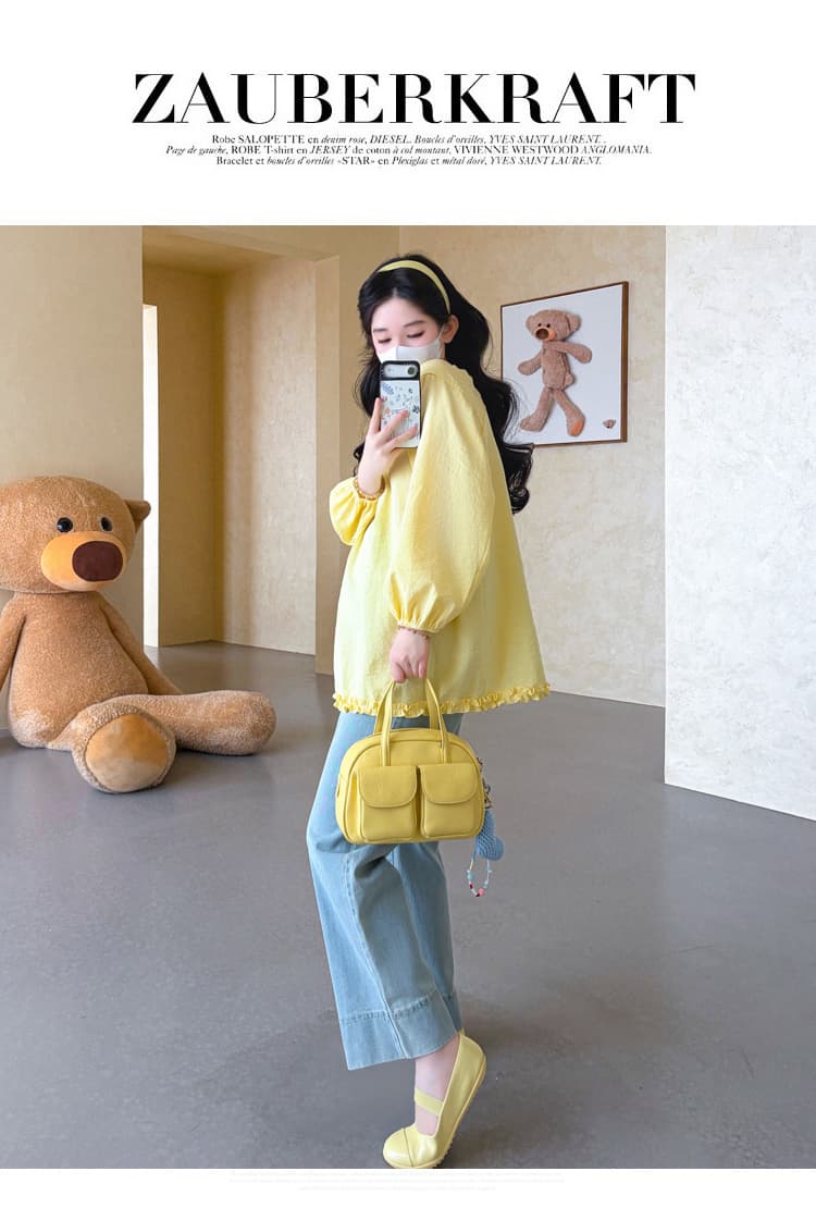 실사 2026 봄 새로운 임산부 한국 스타일 프릴 달콤함 인형 셔츠 맨위 상세 이미지 22