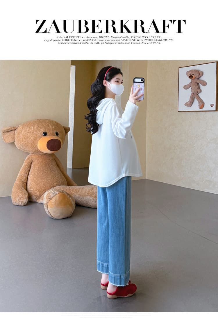실사 2026 가을 새로운 임산부 한국 스타일 캐주얼 달콤함 자수 루즈핏 후드 티셔츠 트렌디 엄마 상세 이미지 23