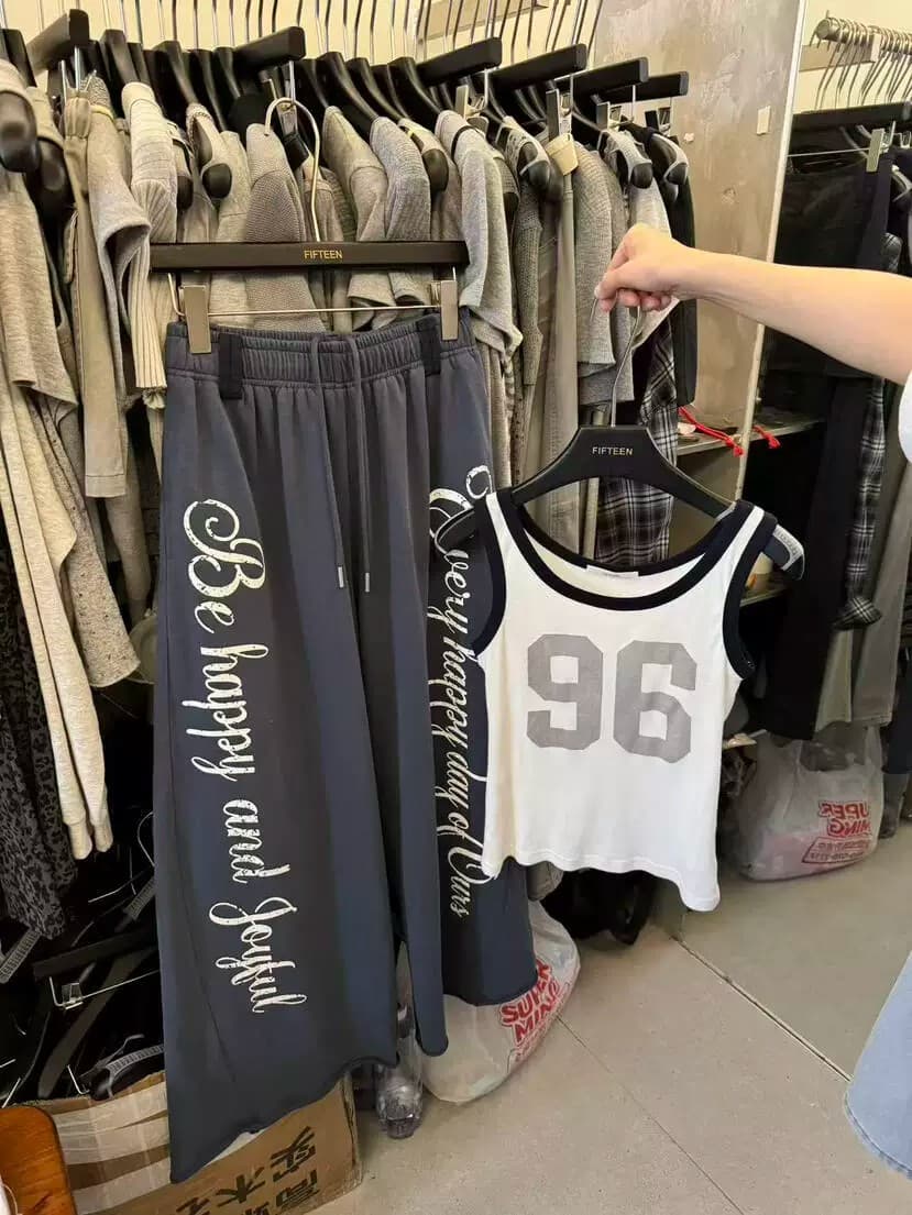 올해 여름 켜기 새로운 허리밴드 펌프 로프 알파벳 프린트 슬림해 보이는 후드티 가져 가라. 디스플레이 높음 다용도 바지 여성복 상세 이미지 2