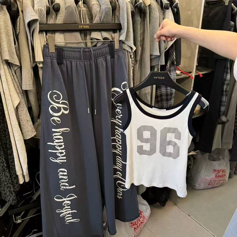 올해 여름 켜기 새로운 허리밴드 펌프 로프 알파벳 프린트 슬림해 보이는 후드티 가져 가라. 디스플레이 높음 다용도 바지 여성복 상세 이미지 8