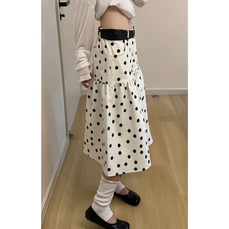한 부서 레트로 도트 무늬 캐주얼 7부 바지 여성 2026 가을 핫걸 디자인 센스 작은 대중 루즈핏 a 어린이 로우 웨이스트 바지 상세 이미지 2
