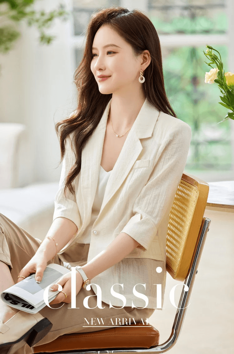 절묘한 센스 작은 샤넬 스타일 얇은 스타일 정장 26 년 봄 가을 미니멀리즘 5 점 소매 주름 작은 양복 재킷 상세 이미지 2
