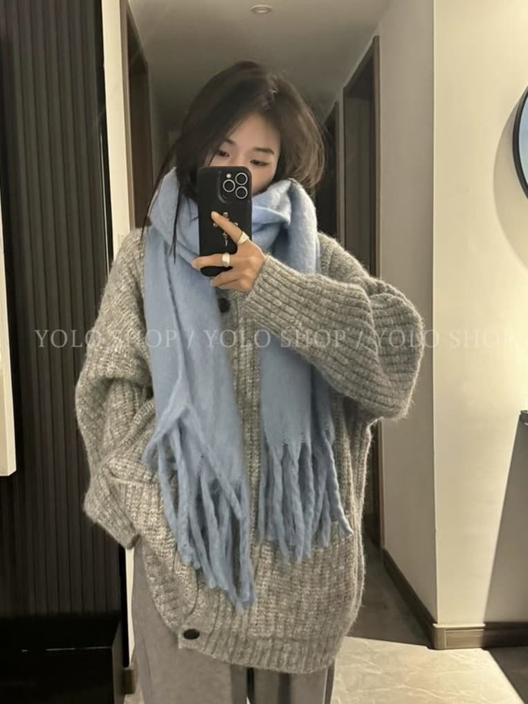한 부서 레트로 터틀넥 스웨터 카디건 코트 스웨터 여자 가을 겨울 느긋한 새로운 고급 니트 니트 스웨터 맨위 상세 이미지 7