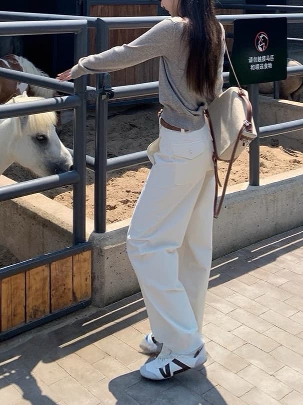 한 부서 문예 레트로 블루 색상 긴팔 니트 스웨터 티셔츠 여성 가을 느긋한 고급 센스 POLO 셔츠 만나는 맨위 상세 이미지 6
