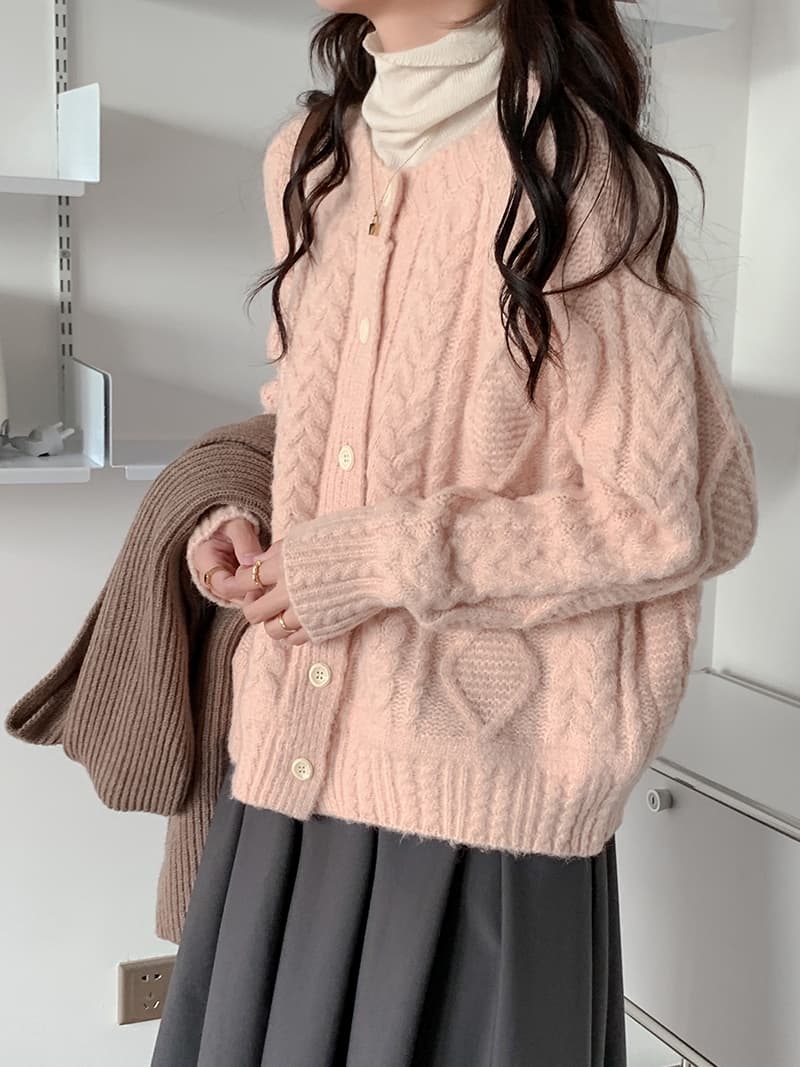 한 부서 꽈배기 봄 가을 우유 부서 부드러운 찹쌀 녹색 스웨터 코트 오픈 가디건 여성 루즈핏 느긋한 바람 니트 맨위 외출용 상세 이미지 1