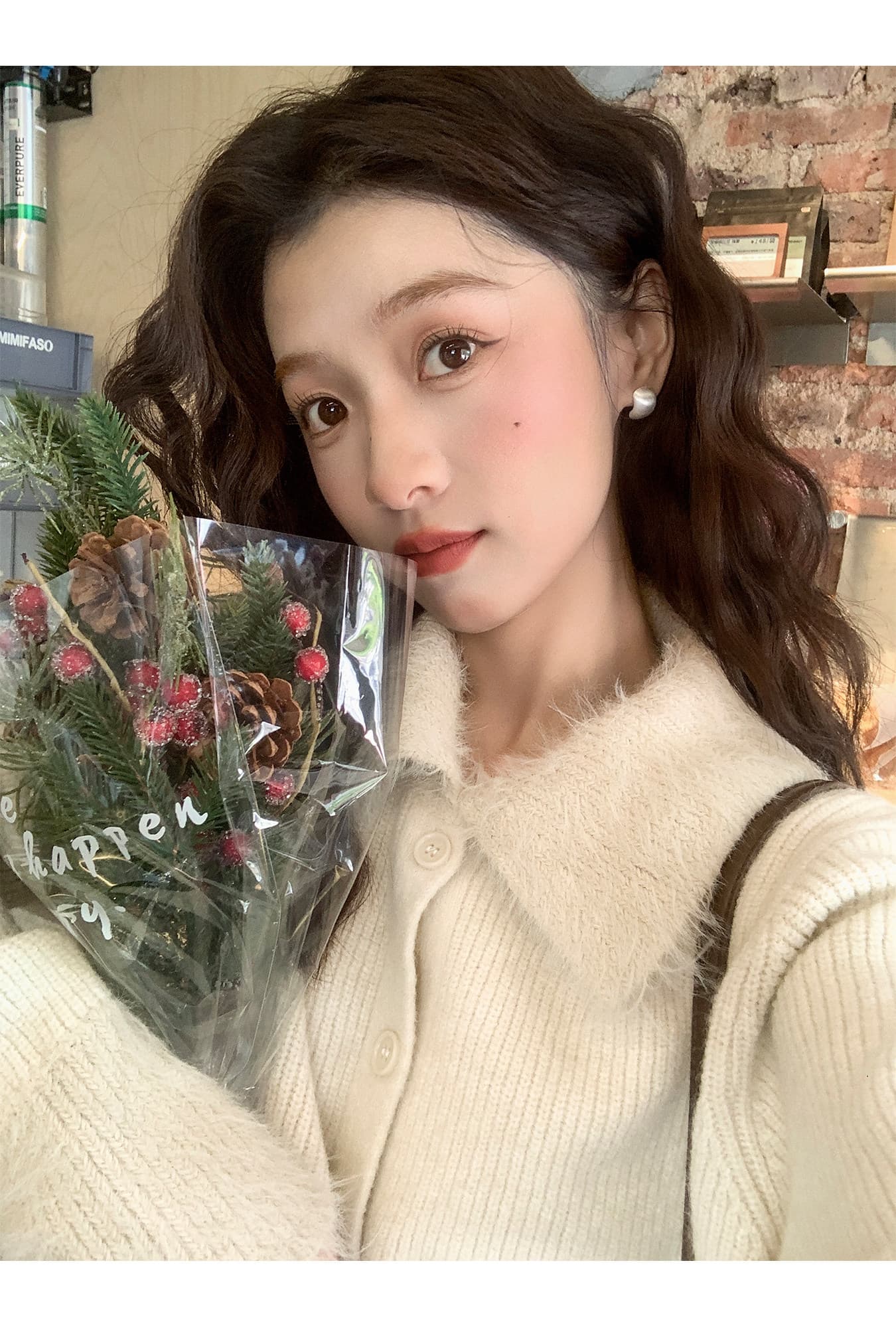 부드러운 털 모피 칼라 니트 오픈 가디건 2026 봄 가을 새로운 한 부서 느긋한 센스 두꺼운 루즈핏 살구 색상 두꺼운 바늘 스웨터 상세 이미지 18