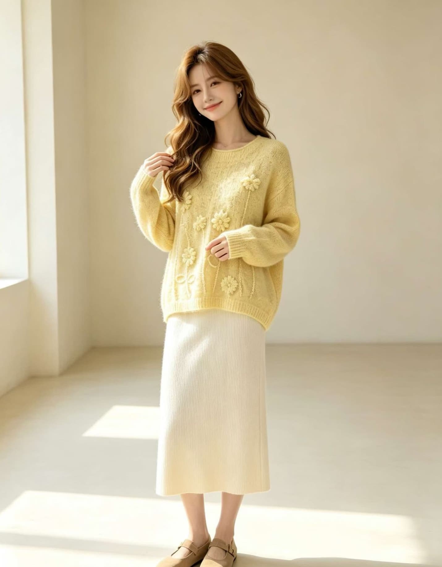 한 부서 느긋한 바람 라운드 넥 자수 니트 맨위 여성 가을 겨울 새로운 캐주얼 루즈핏 슬림해 보이는 연령 감소 풀오버 상세 이미지 10