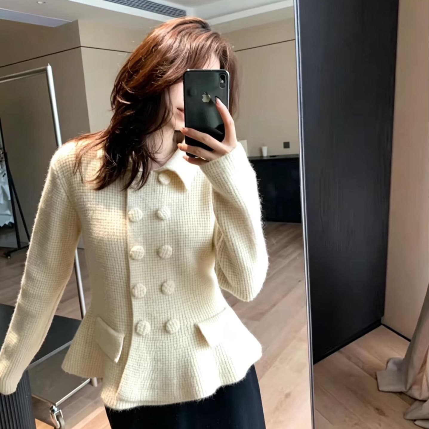 프랑스식 작은 샤넬 스타일 폴로 칼라 스웨터 오픈 가디건 여자 2026 새로운 가을 두꺼운 허리 수축 니트 재킷 맨위 이미지 4
