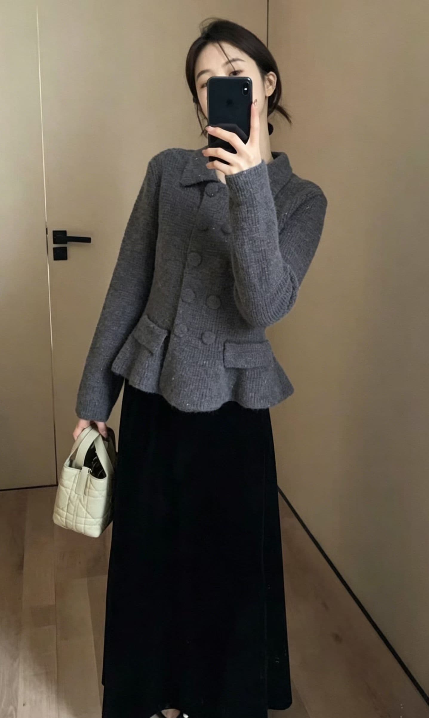 프랑스식 작은 샤넬 스타일 폴로 칼라 스웨터 오픈 가디건 여자 2026 새로운 가을 두꺼운 허리 수축 니트 재킷 맨위 상세 이미지 8