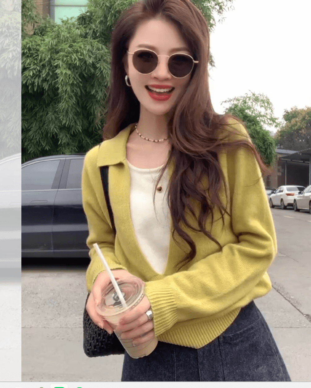 배색 패치워크 POLO 칼라 긴팔 니트 스웨터 여성 조기 가을 디자인 센스 작은 대중 고유 한 Chic 페이크 레이어드 맨위 상세 이미지 2