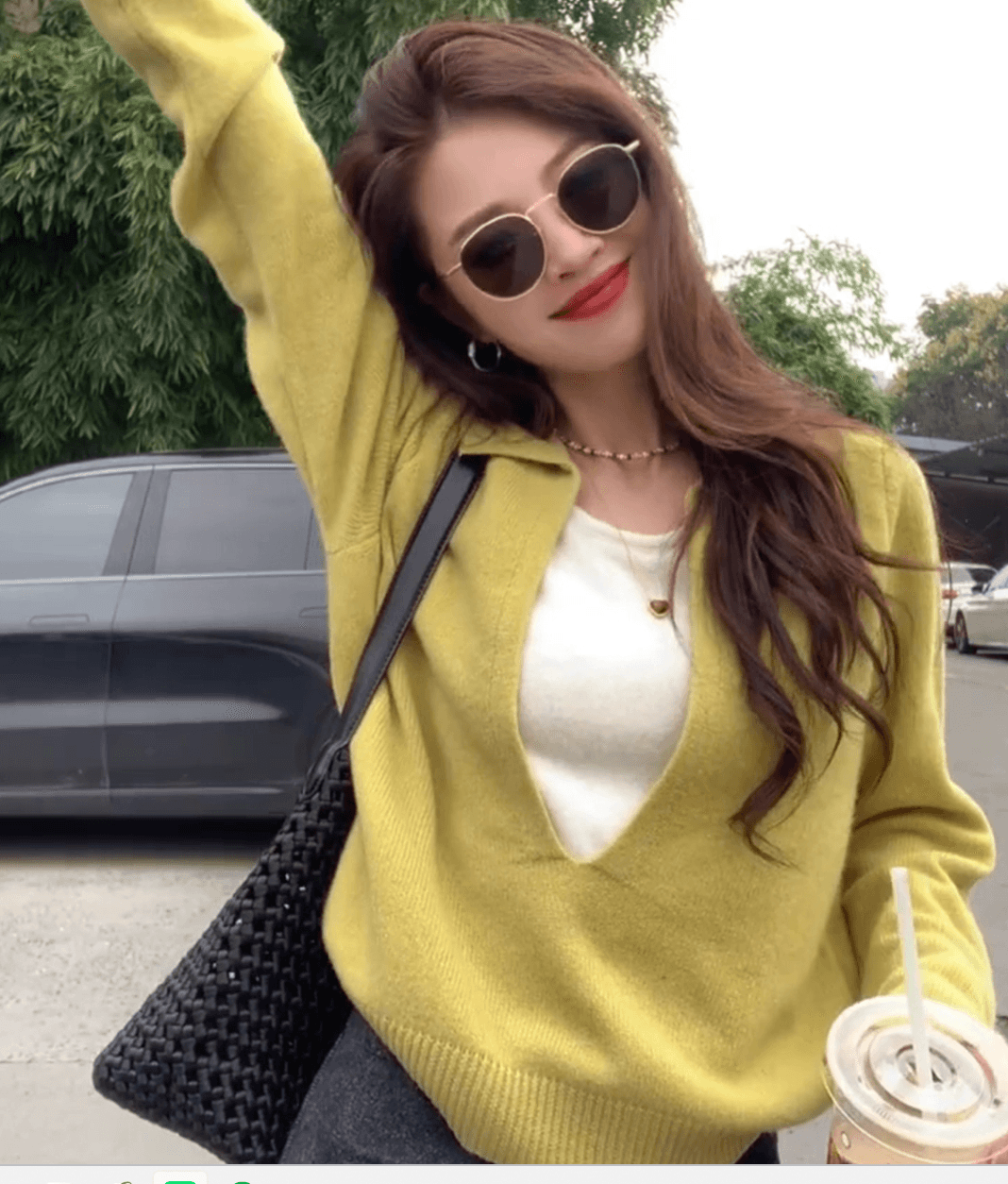 배색 패치워크 POLO 칼라 긴팔 니트 스웨터 여성 조기 가을 디자인 센스 작은 대중 고유 한 Chic 페이크 레이어드 맨위 상세 이미지 4