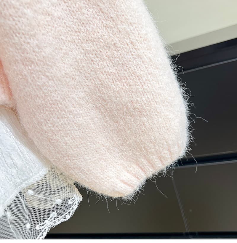 달콤한 자매 바람 레이스 레이스 나비 매듭 스웨터 여성 코트 따뜻한 부드럽다 찹쌀 루즈핏 다용도 연령 감소 니트 오픈 가디건 상세 이미지 10