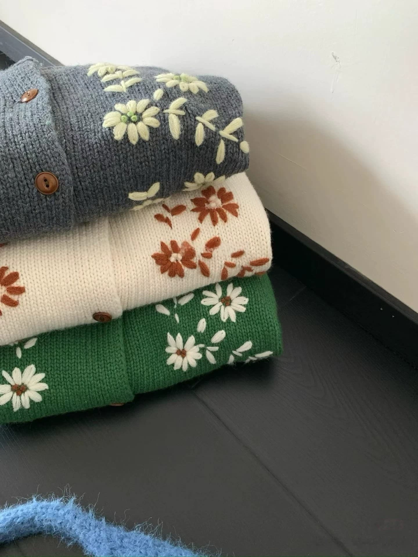 프랑스식 부드러운 무거운 작업 편집 꽃 라운드 넥 니트 오픈 가디건 여성 가을 부드러운 찹쌀 프로 피부 센스 부드러운 맨위 재킷 상세 이미지 8