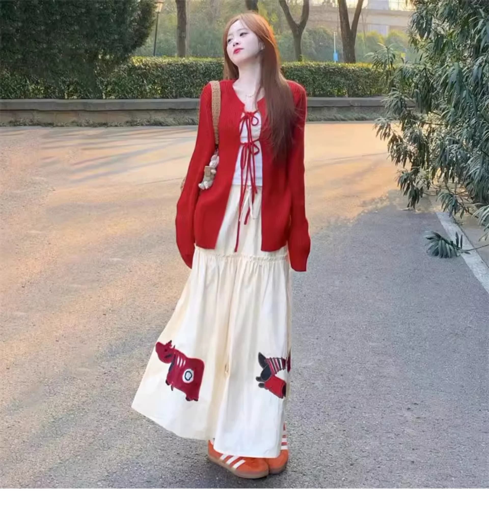 한 부서 부드러운 달콤함 착용 가져 가라. 작은 키 빨간색 오픈 가디건 숄 스웨터 여자 학생 이른 가을 외부 가져 가라. 스트랩 맨위 상세 이미지 5
