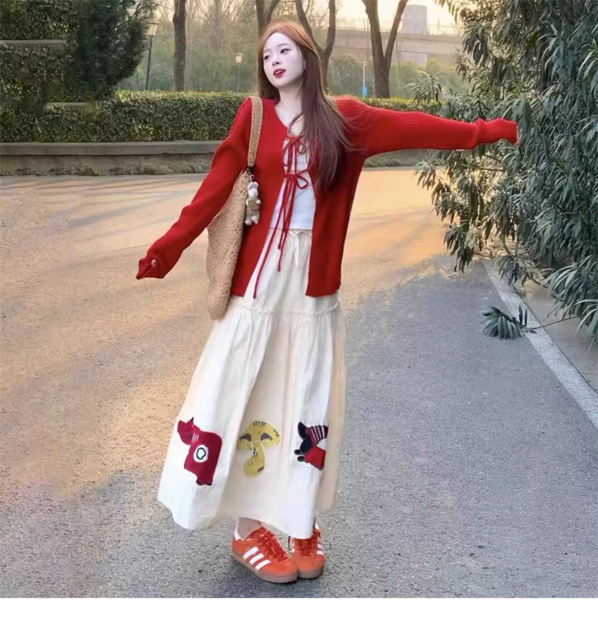 한 부서 부드러운 달콤함 착용 가져 가라. 작은 키 빨간색 오픈 가디건 숄 스웨터 여자 학생 이른 가을 외부 가져 가라. 스트랩 맨위 상세 이미지 9