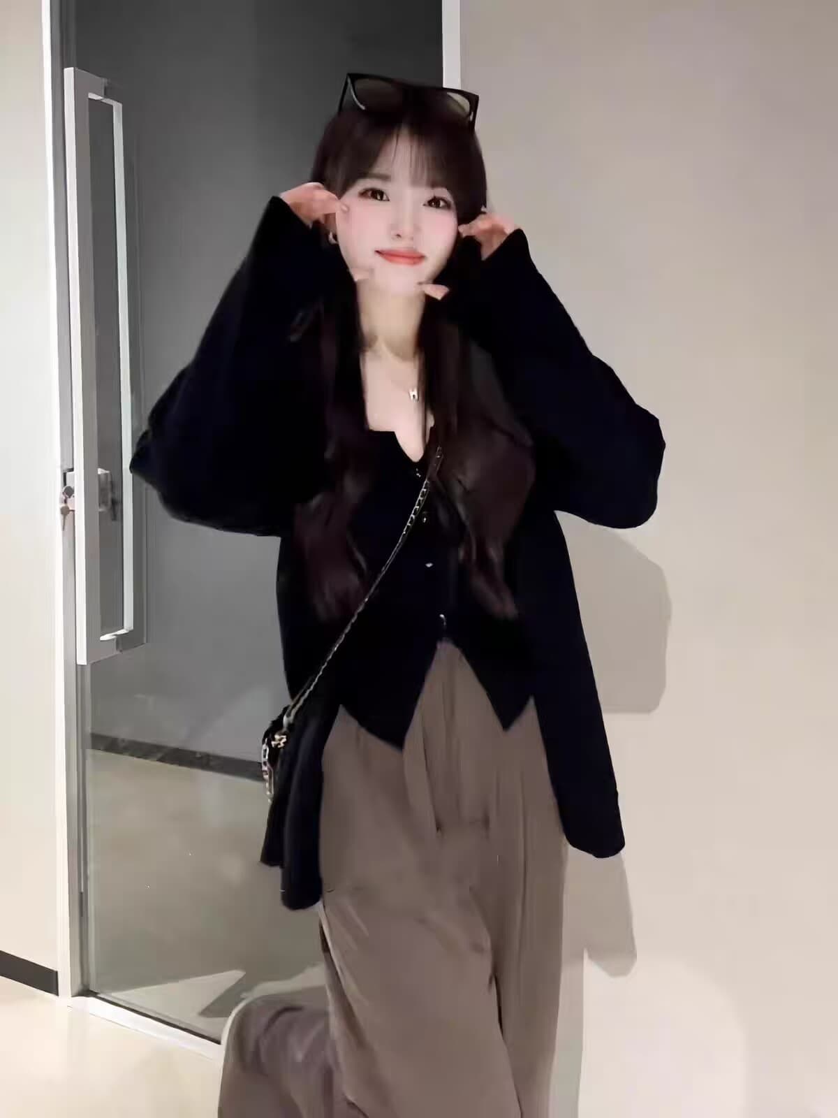 가을 겨울 니트 슬립 오픈 가디건 세트 여성 슬림해 보이는 표지 고기 자이언트 잘 생긴 투피스 세트 2026 슈퍼 화재 착용 가져 가라. 전체 집합 이미지 3