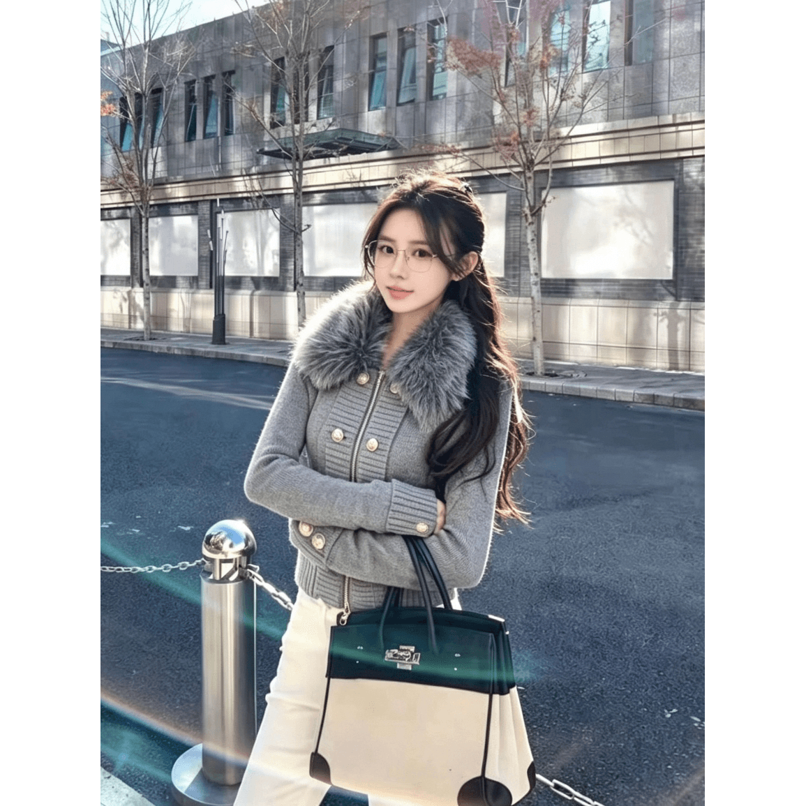 한 부서 레트로 배색 스트라이프 후드 지퍼 맨위 오픈 가디건 여성 가을 새로운 부드러운 찹쌀 다용도 느긋한 니트 스웨터