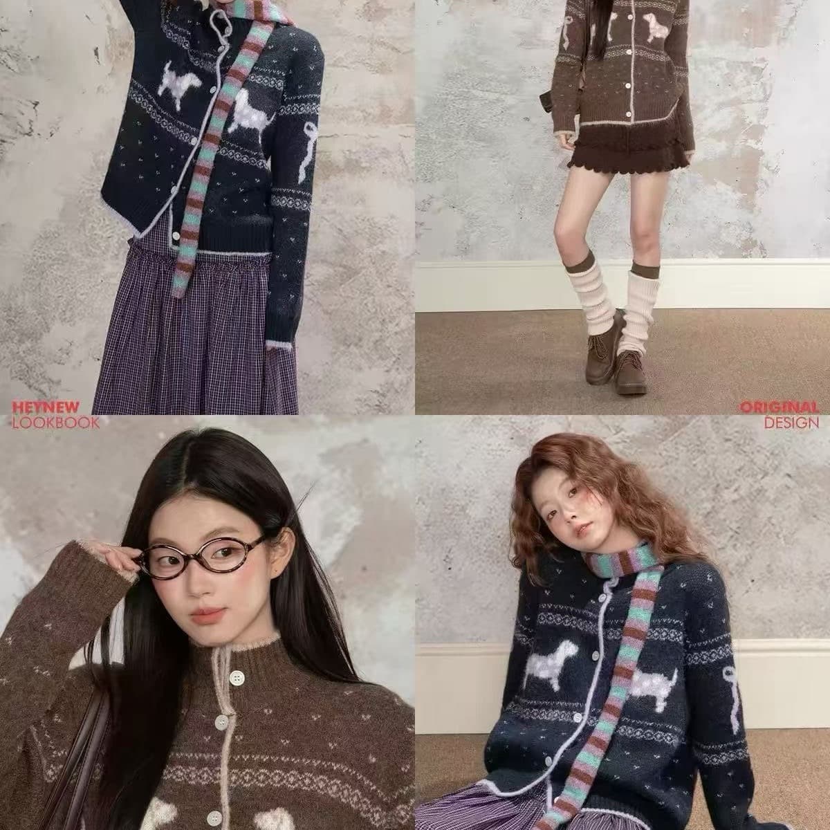 한 부서 강아지 자카드 부드러운 찹쌀 스웨터 오픈 가디건 여성 가을 겨울 새로운 루즈핏 느긋한 바람 공정한 섬 니트 스웨터 재킷 이미지 5
