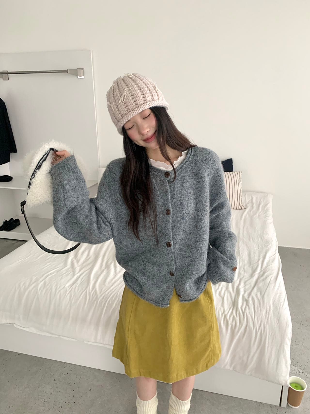 부드러운 한 부서 단색 스웨터 여성 코트 가을 겨울 2026 새로운 루즈핏 느긋한 바람 다용도 니트 오픈 가디건 맨위 상세 이미지 5