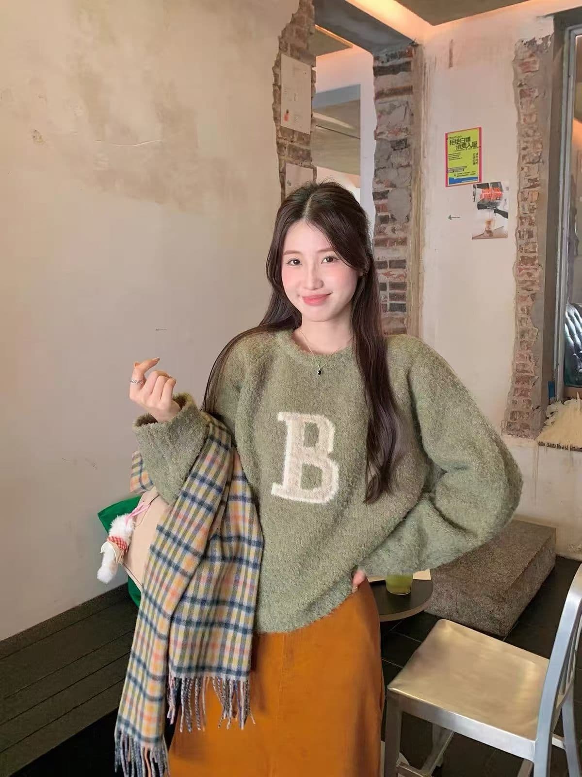 아메리칸 레트로 알파벳 자카드 니트 스웨터 여성 가을 겨울철 털 코일 고급 센스 부드러운 찹쌀 캐주얼 다용도 맨위 상세 이미지 6
