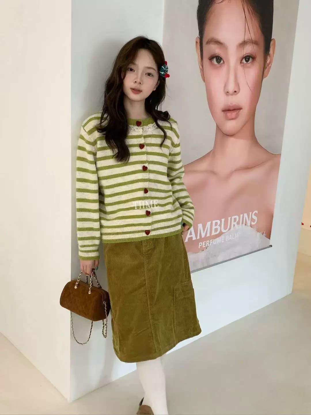 학원 스타일 스트라이프 니트 오픈 가디건 여성 가을 겨울 새로운 루즈핏 슬림해 보이는 다용도 스웨터 코트 2026 작은 키 트렌디 상세 이미지 7