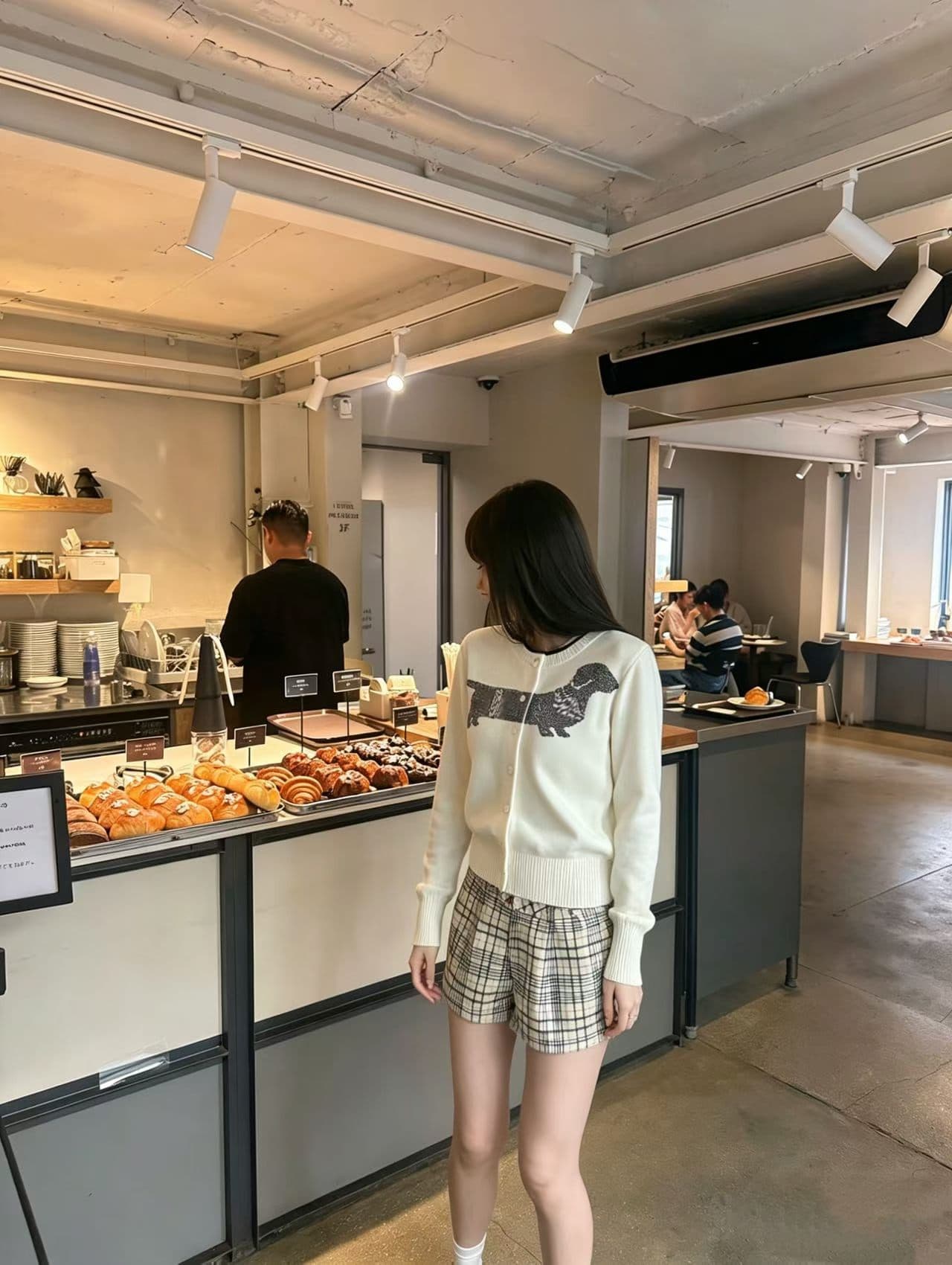 가을 한 부서 레트로 연령 감소 닥스 훈트 자카드 라운드 넥 니트 오픈 가디건 여성 배색 슬림해 보이는 긴팔 스웨터 코트 상세 이미지 4