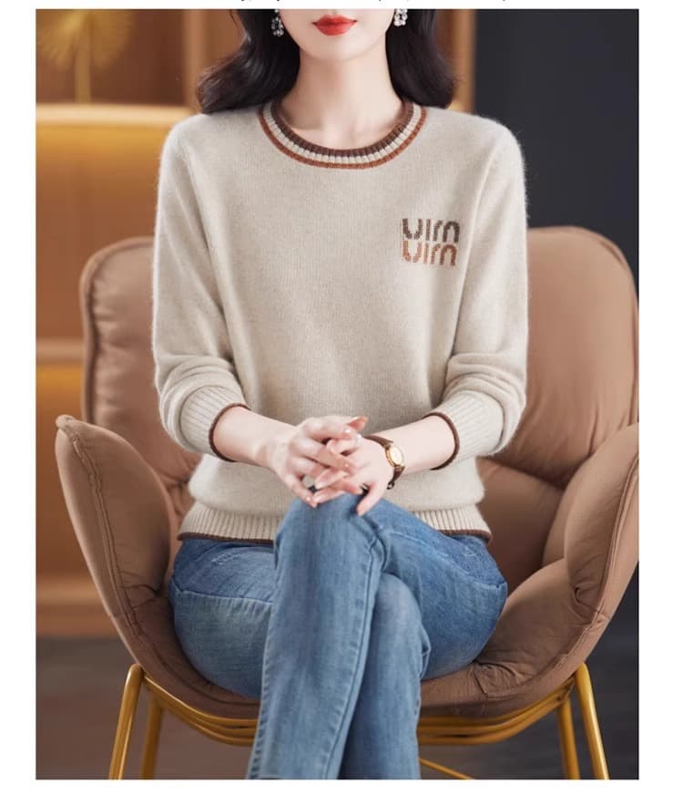 어머니 드레스 고급 양모 스웨터 여성 2026 새로운 겨울 두꺼운 보온 기본 셔츠 라운드 넥 풀오버 니트 스웨터 상세 이미지 10