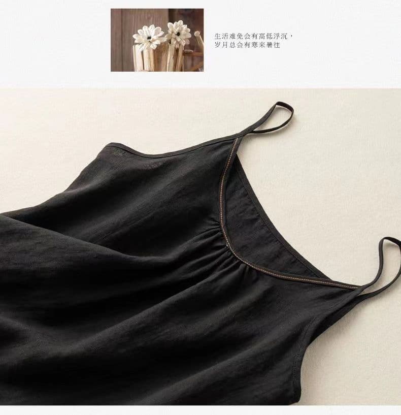 여름 새로운 면 린넨 작은 슬링 만나는 조끼 면 린넨 루즈핏 인사이드 가져 가라. 외출용 암살 자수 민소매 국방 ~을 통해 의류 상세 이미지 12