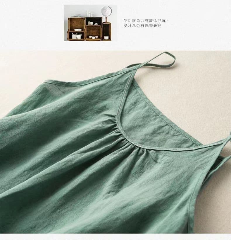 여름 새로운 면 린넨 작은 슬링 만나는 조끼 면 린넨 루즈핏 인사이드 가져 가라. 외출용 암살 자수 민소매 국방 ~을 통해 의류 상세 이미지 16